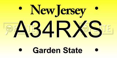 A34RXS New Jersey License Plate