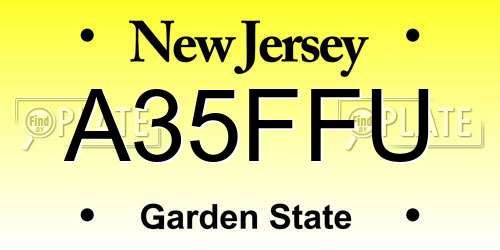 A35FFU New Jersey License Plate