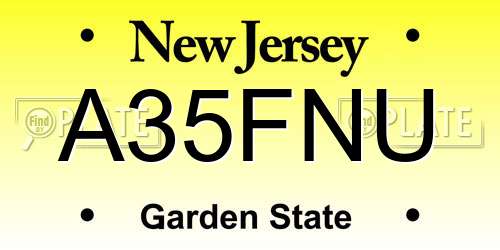 A35FNU New Jersey License Plate