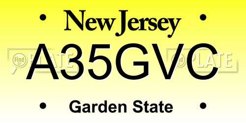 A35GVC New Jersey License Plate