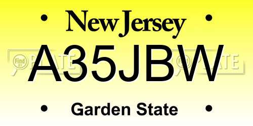 A35JBW New Jersey License Plate