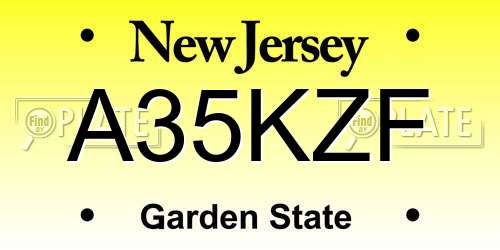 A35KZF New Jersey License Plate