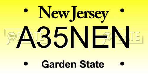 A35NEN New Jersey License Plate