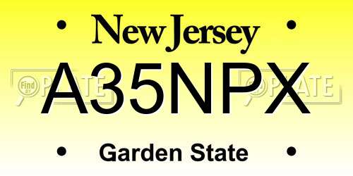 A35NPX New Jersey License Plate