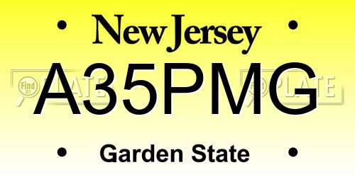 A35PMG New Jersey License Plate