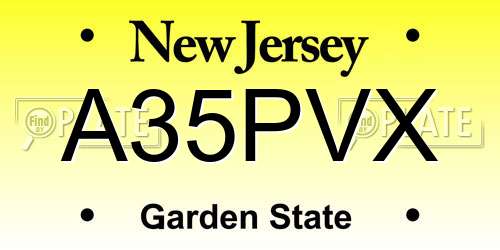 A35PVX New Jersey License Plate