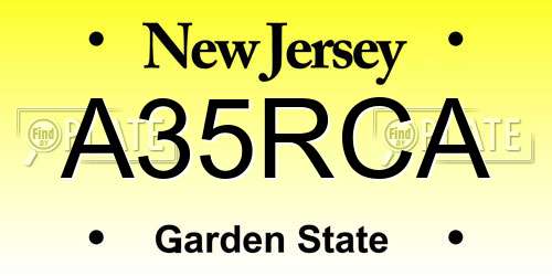 A35RCA New Jersey License Plate