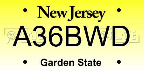 A36BWD New Jersey License Plate