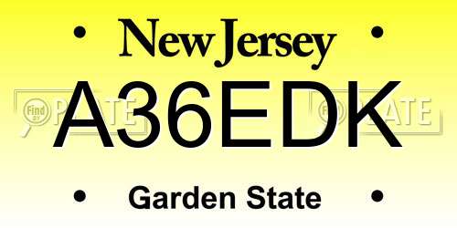 A36EDK New Jersey License Plate