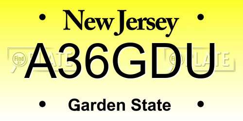 A36GDU New Jersey License Plate