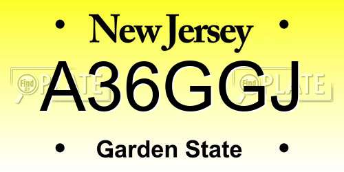 A36GGJ New Jersey License Plate