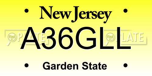 A36GLL New Jersey License Plate