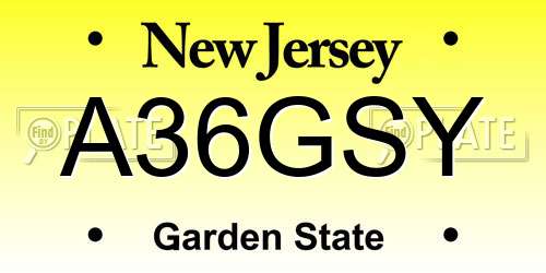 A36GSY New Jersey License Plate