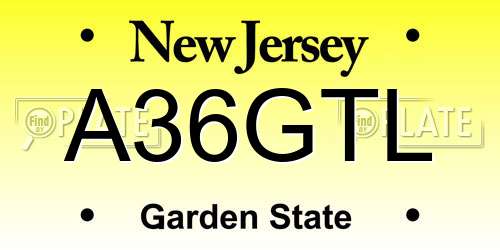 A36GTL New Jersey License Plate