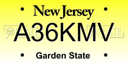 A36KMV New Jersey License Plate