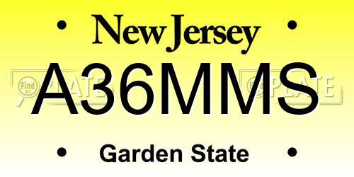 A36MMS New Jersey License Plate