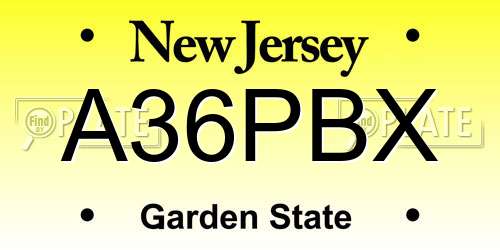 A36PBX New Jersey License Plate