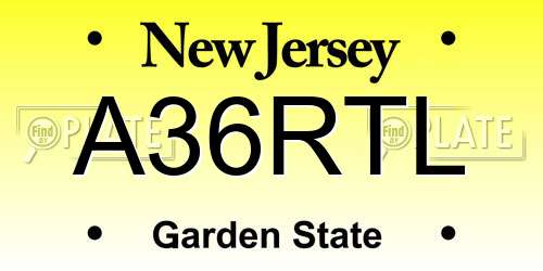 A36RTL New Jersey License Plate