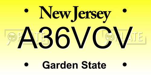 A36VCV New Jersey License Plate