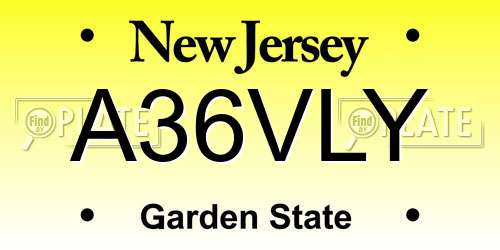 A36VLY New Jersey License Plate