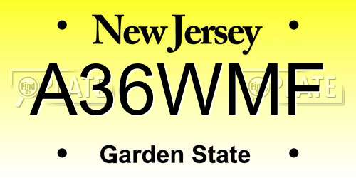 A36WMF New Jersey License Plate