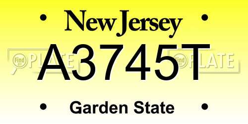 A3745T New Jersey License Plate