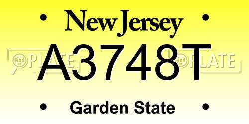 A3748T New Jersey License Plate
