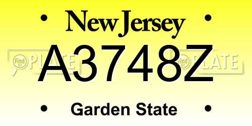 A3748Z New Jersey License Plate