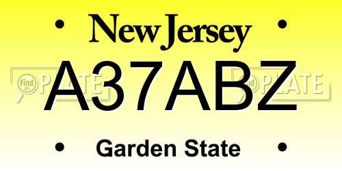 A37ABZ New Jersey License Plate