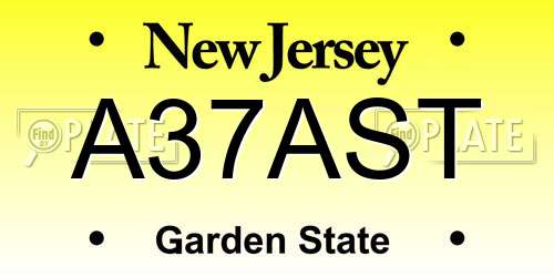 A37AST New Jersey License Plate