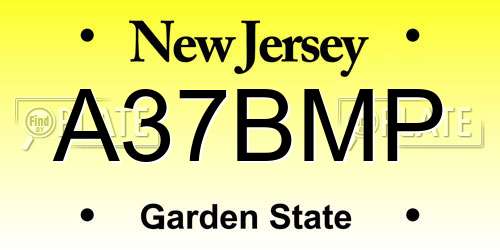 A37BMP New Jersey License Plate