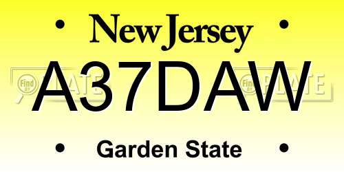 A37DAW New Jersey License Plate