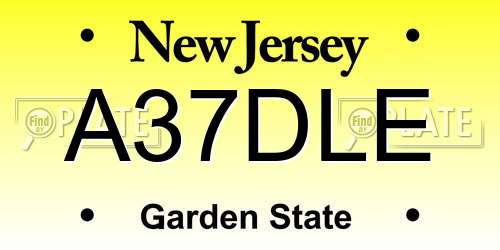 A37DLE New Jersey License Plate