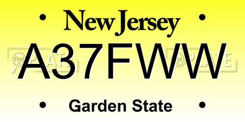 A37FWW New Jersey License Plate
