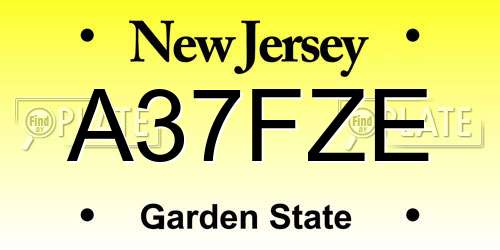 A37FZE New Jersey License Plate