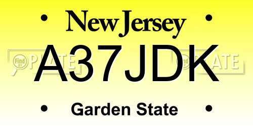 A37JDK New Jersey License Plate