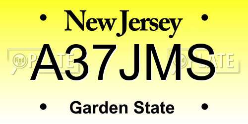 A37JMS New Jersey License Plate