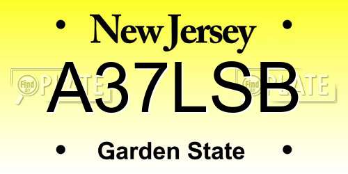 A37LSB New Jersey License Plate