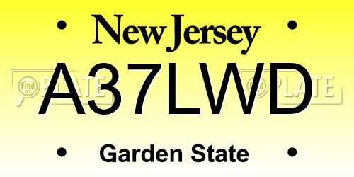 A37LWD New Jersey License Plate