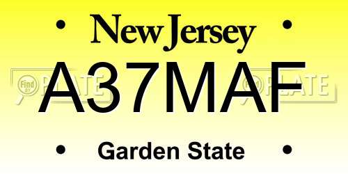 A37MAF New Jersey License Plate