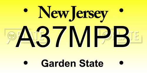 A37MPB New Jersey License Plate