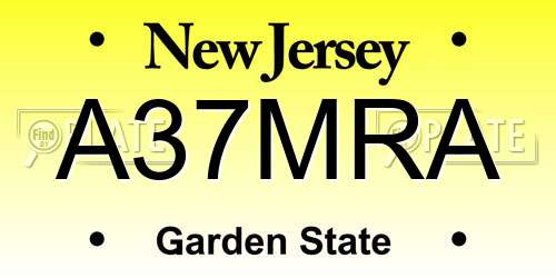 A37MRA New Jersey License Plate