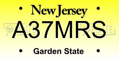 A37MRS New Jersey License Plate