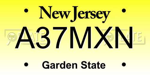 A37MXN New Jersey License Plate