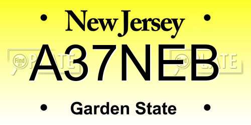 A37NEB New Jersey License Plate