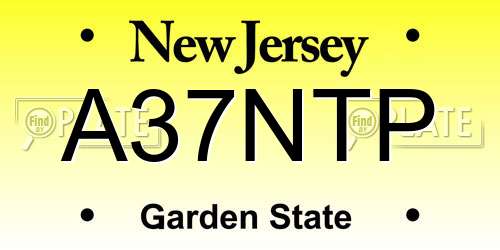 A37NTP New Jersey License Plate