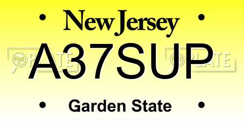 A37SUP New Jersey License Plate