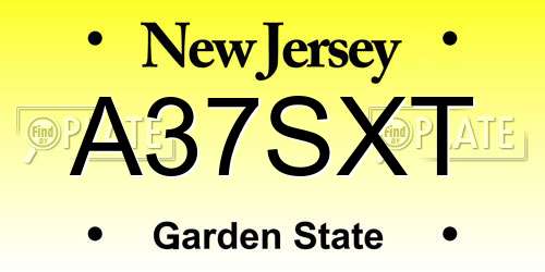 A37SXT New Jersey License Plate