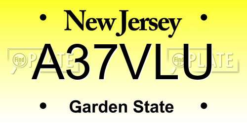 A37VLU New Jersey License Plate