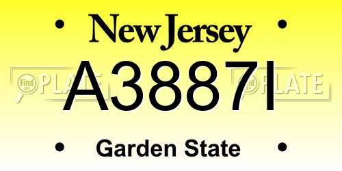 A3887I New Jersey License Plate